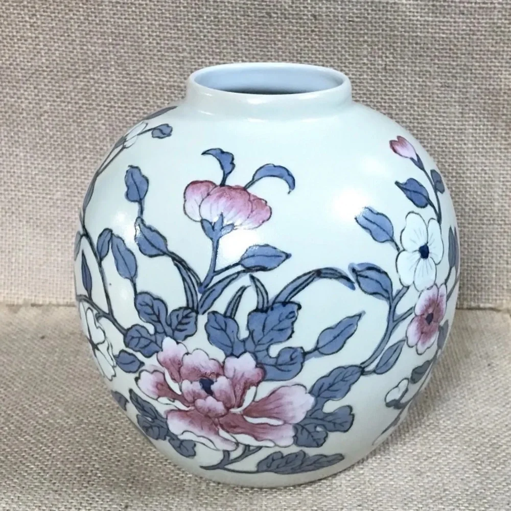 Vintage Bulbous Floral Vase Botanical Grandma Granny Cottage Core Boho - Picture 3 of 6